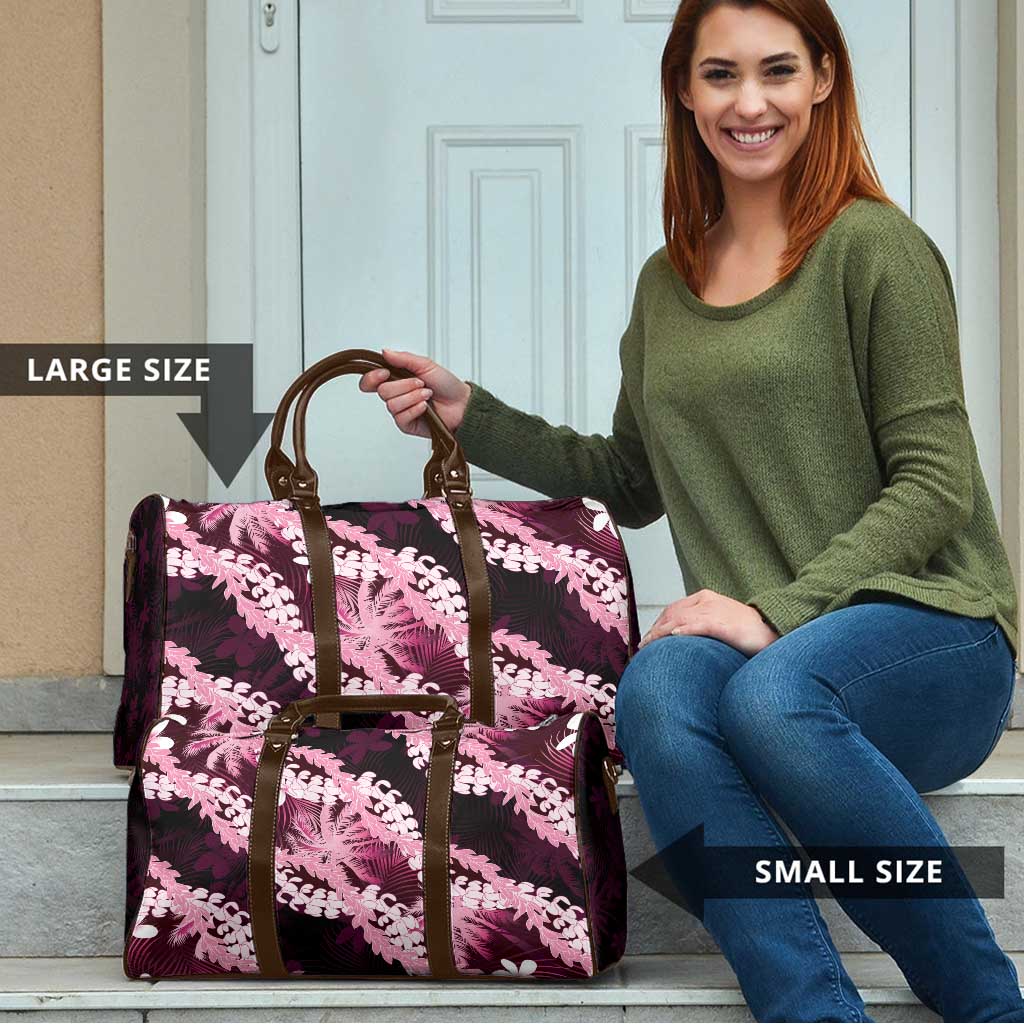 Puakenikeni Maile Lei Travel Bag Frangipani Pink Tropical Leaves LT01 - Polynesian Pride