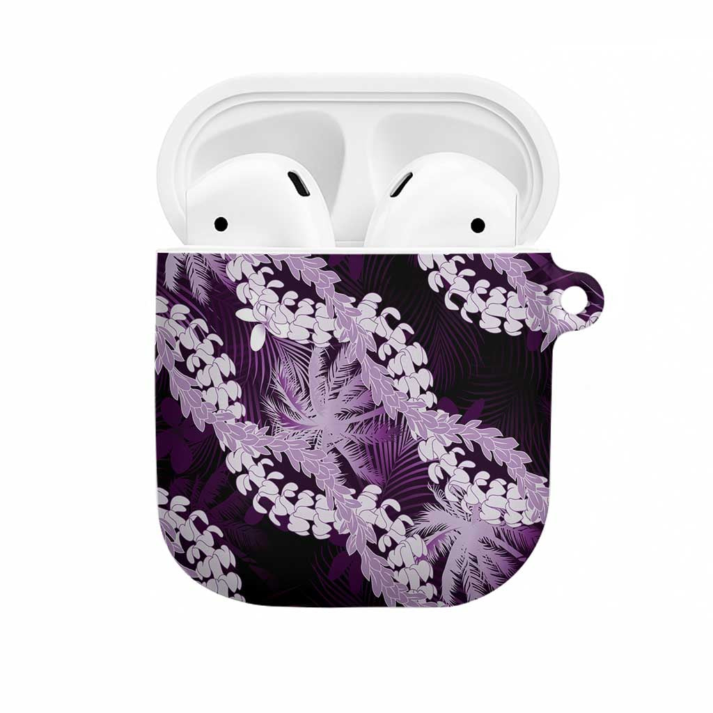 Puakenikeni Maile Lei AirPods Case Frangipani Purple Tropical Leaves LT01 Purple - Polynesian Pride