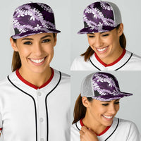 Puakenikeni Maile Lei Baseball Net Cap Frangipani Purple Tropical Leaves LT01 - Polynesian Pride
