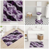 Puakenikeni Maile Lei Bathroom Set Frangipani Purple Tropical Leaves