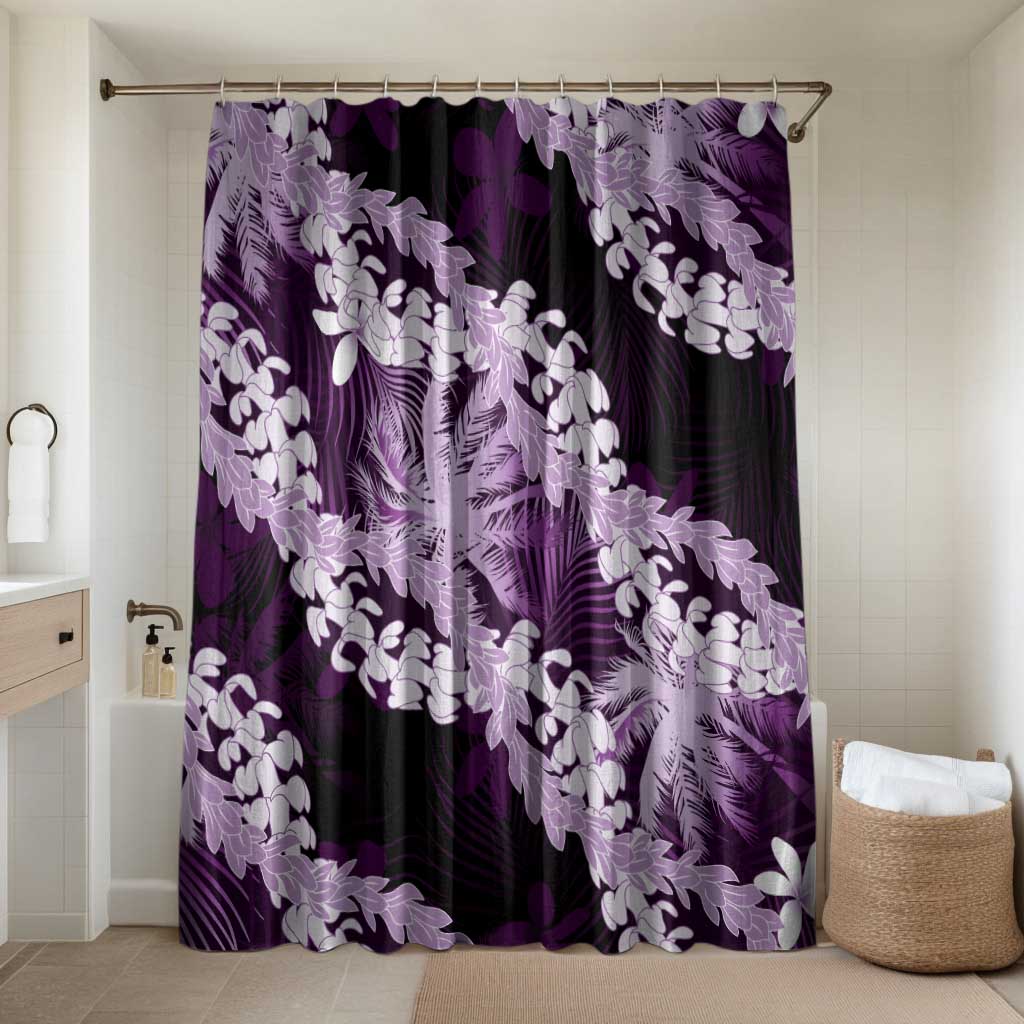 Puakenikeni Maile Lei Bathroom Set Frangipani Purple Tropical Leaves