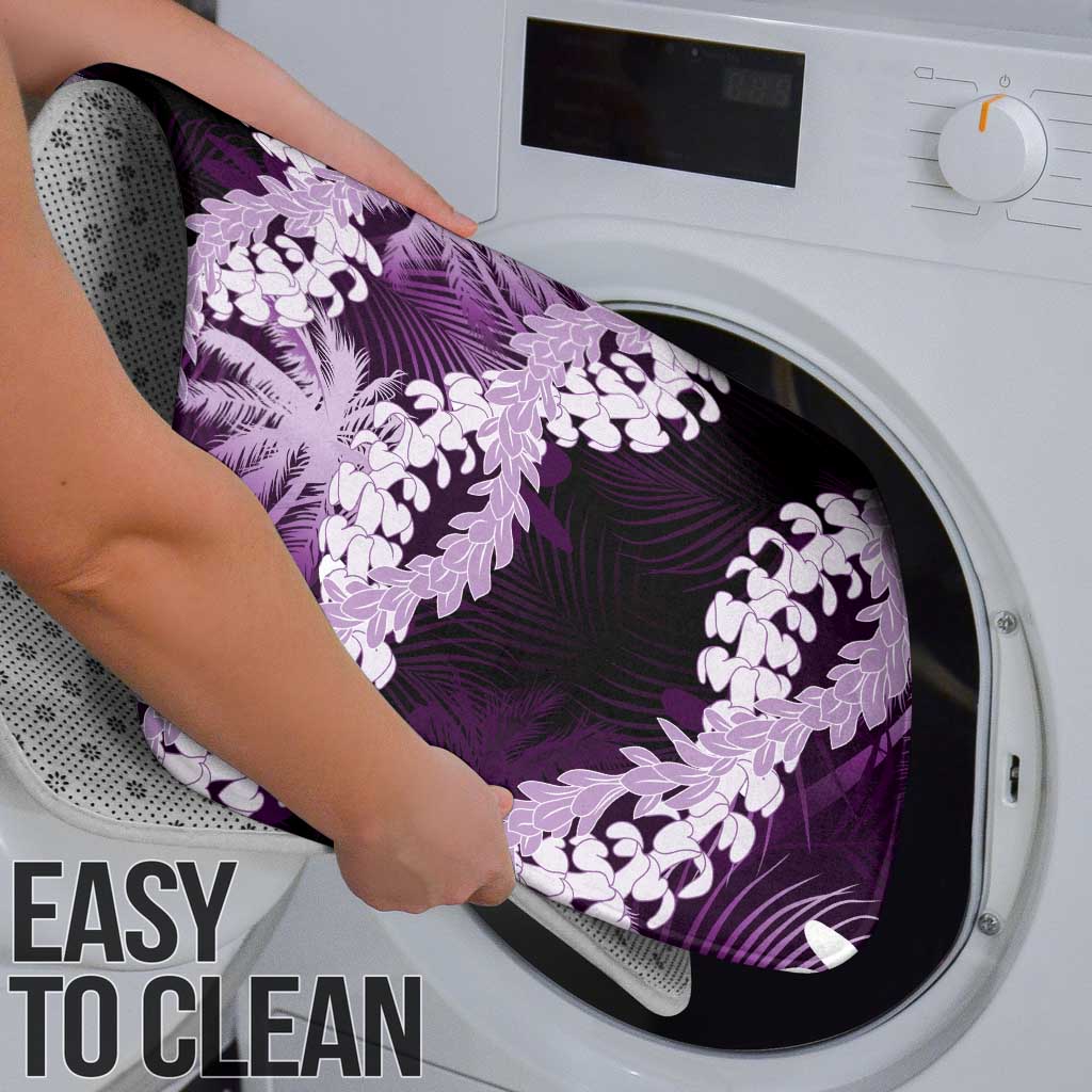 Puakenikeni Maile Lei Bathroom Set Frangipani Purple Tropical Leaves