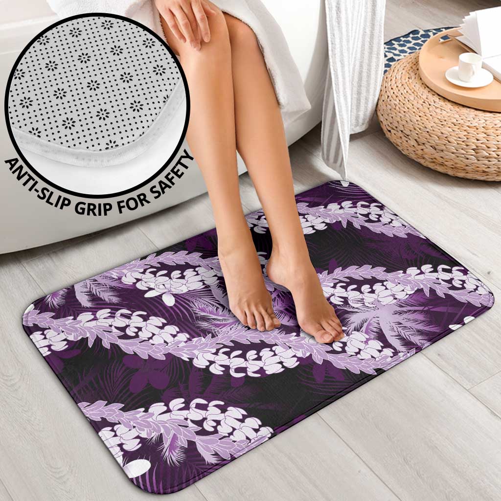Puakenikeni Maile Lei Bathroom Set Frangipani Purple Tropical Leaves