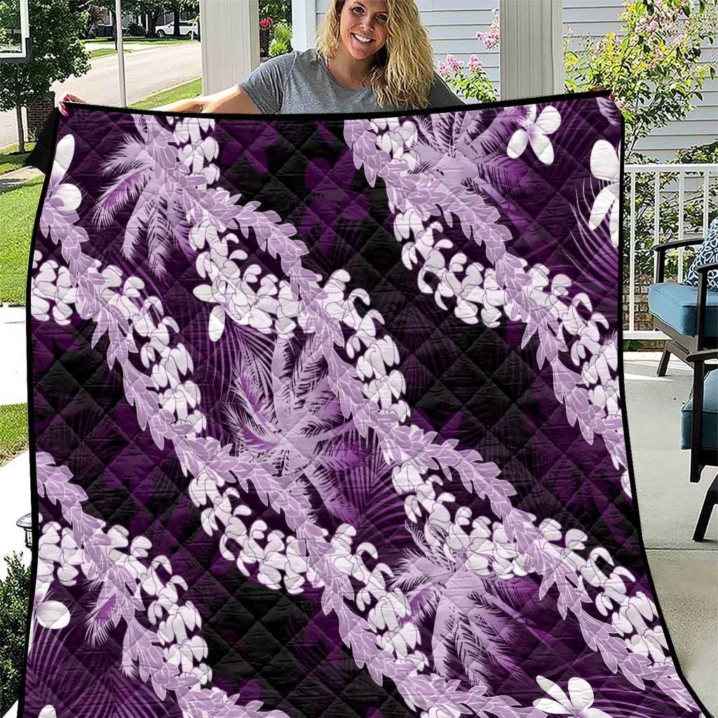 Puakenikeni Maile Lei Quilt Frangipani Purple Tropical Leaves LT01 Purple - Polynesian Pride
