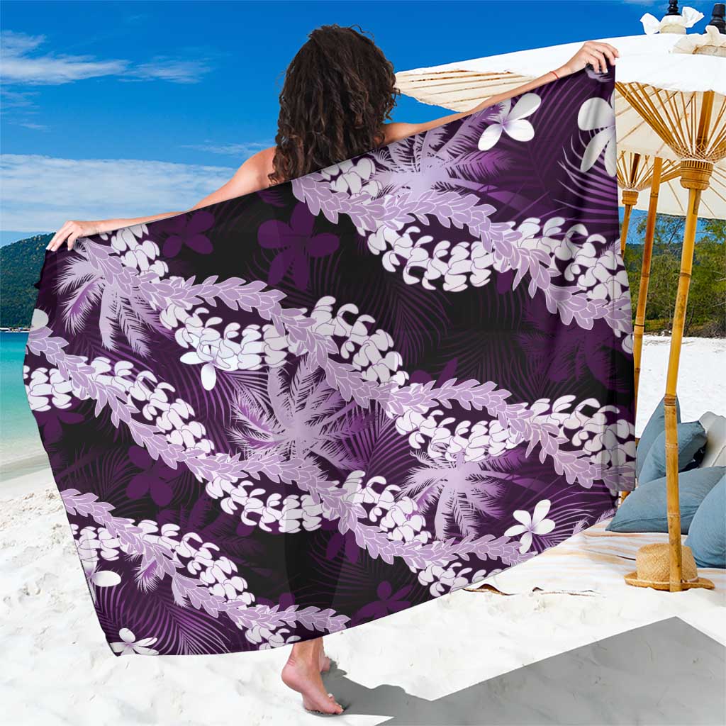 Puakenikeni Maile Lei Sarong Frangipani Purple Tropical Leaves LT01 One Size 44 x 66 inches Purple - Polynesian Pride