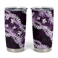 Puakenikeni Maile Lei Tumbler Cup Frangipani Purple Tropical Leaves