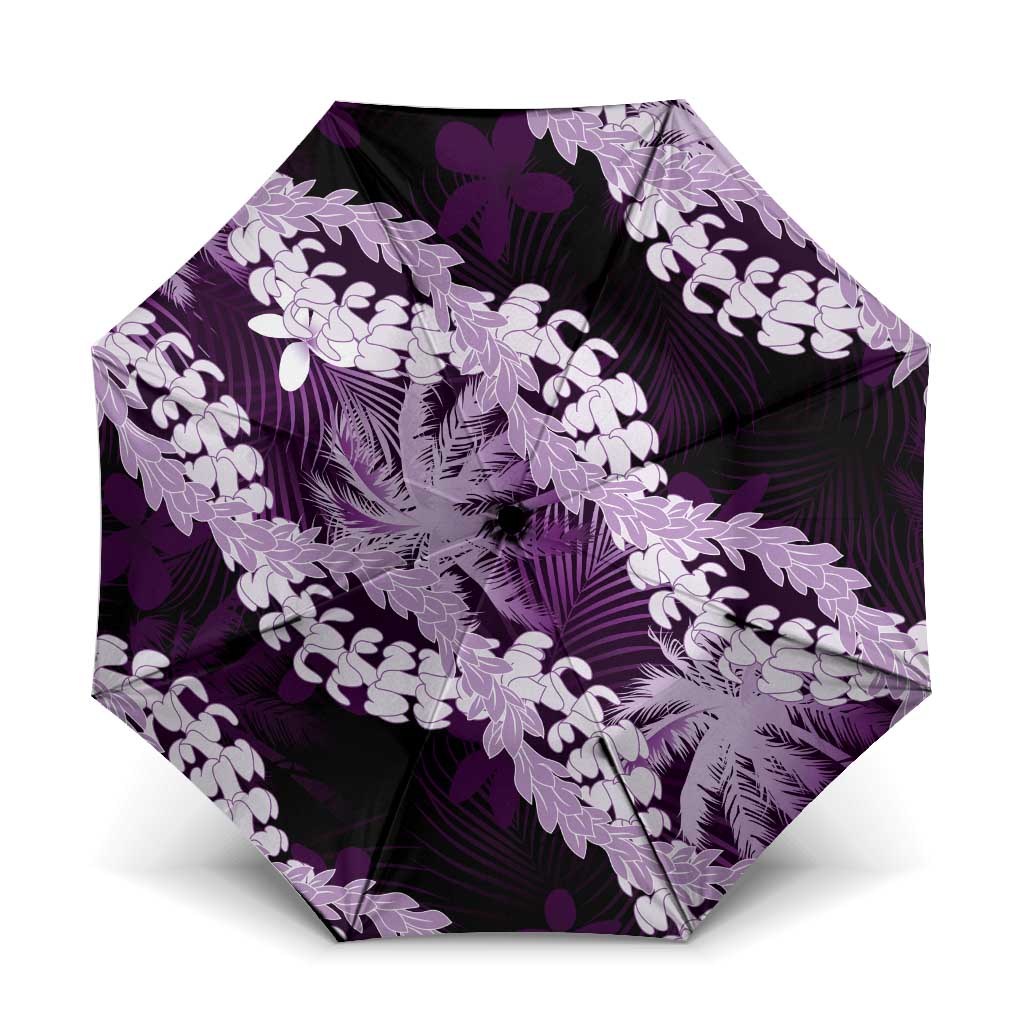 Puakenikeni Maile Lei Umbrella Frangipani Purple Tropical Leaves