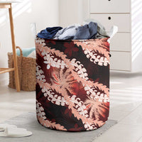 Puakenikeni Maile Lei Laundry Basket Frangipani Red Tropical Leaves