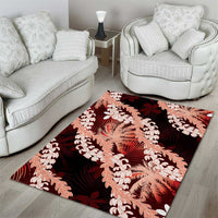 Puakenikeni Maile Lei Area Rug Frangipani Red Tropical Leaves LT01 - Polynesian Pride