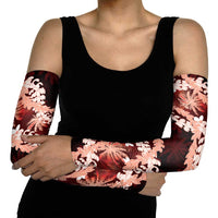 Puakenikeni Maile Lei Arm Sleeves Frangipani Red Tropical Leaves