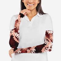 Puakenikeni Maile Lei Arm Sleeves Frangipani Red Tropical Leaves