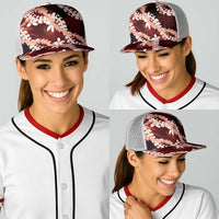 Puakenikeni Maile Lei Baseball Net Cap Frangipani Red Tropical Leaves LT01 - Polynesian Pride
