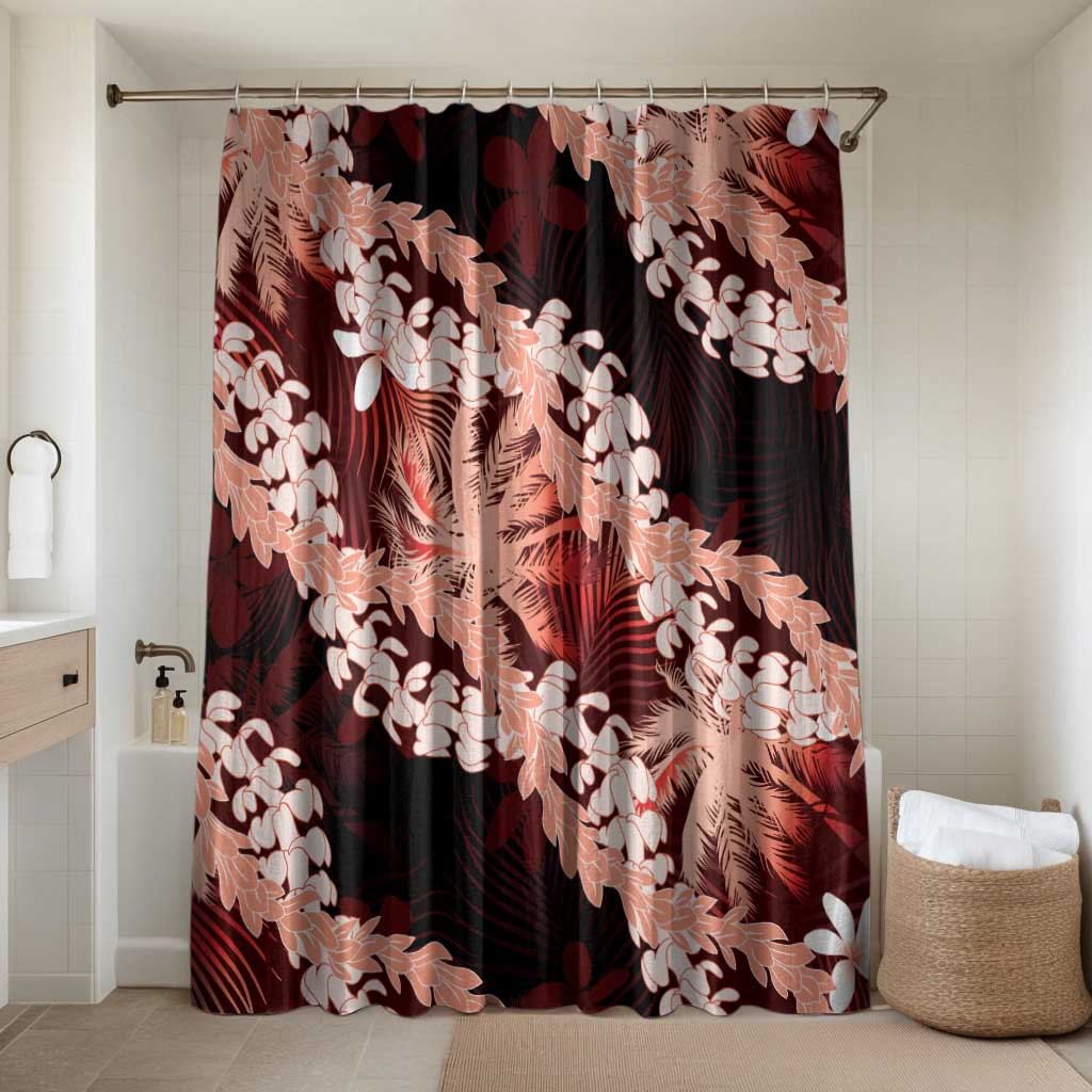 Puakenikeni Maile Lei Bathroom Set Frangipani Red Tropical Leaves