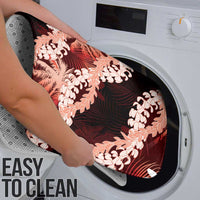 Puakenikeni Maile Lei Bathroom Set Frangipani Red Tropical Leaves