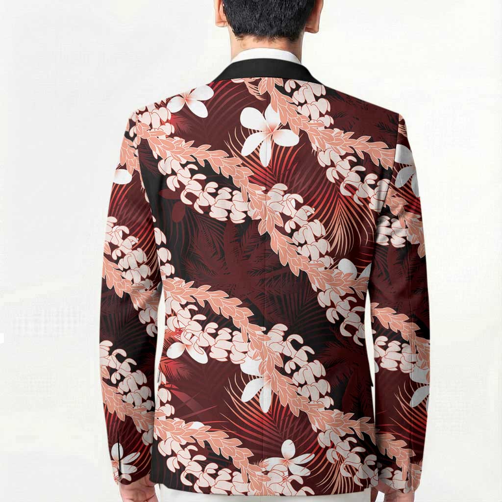 Puakenikeni Maile Lei Blazer Frangipani Red Tropical Leaves