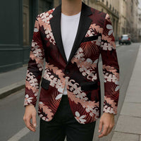 Puakenikeni Maile Lei Blazer Frangipani Red Tropical Leaves