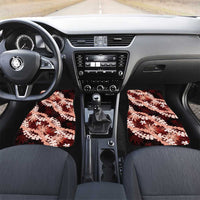 Puakenikeni Maile Lei Car Mats Frangipani Red Tropical Leaves LT01 Set 2pcs - Front Red - Polynesian Pride