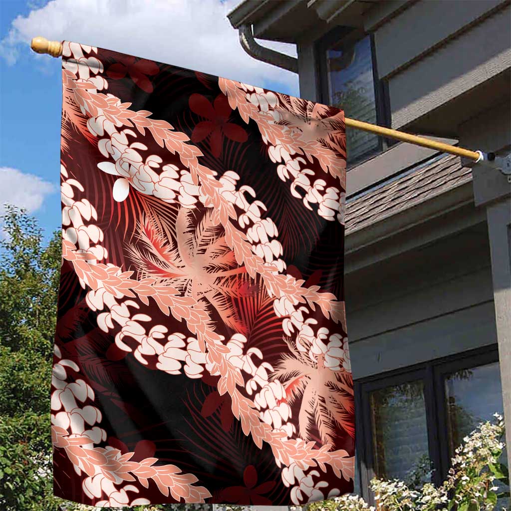 Puakenikeni Maile Lei Garden Flag Frangipani Red Tropical Leaves