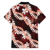 Puakenikeni Maile Lei Hawaiian Shirt Frangipani Red Tropical Leaves LT01 - Polynesian Pride
