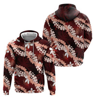 Puakenikeni Maile Lei Hoodie Frangipani Red Tropical Leaves LT01 - Polynesian Pride