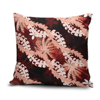 Puakenikeni Maile Lei Pillow Cover Frangipani Red Tropical Leaves