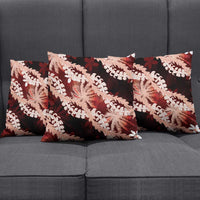Puakenikeni Maile Lei Pillow Cover Frangipani Red Tropical Leaves