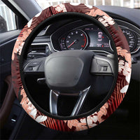 Puakenikeni Maile Lei Steering Wheel Cover Frangipani Red Tropical Leaves LT01 - Polynesian Pride