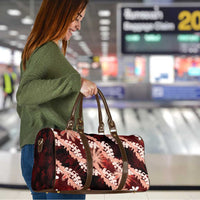 Puakenikeni Maile Lei Travel Bag Frangipani Red Tropical Leaves LT01 - Polynesian Pride