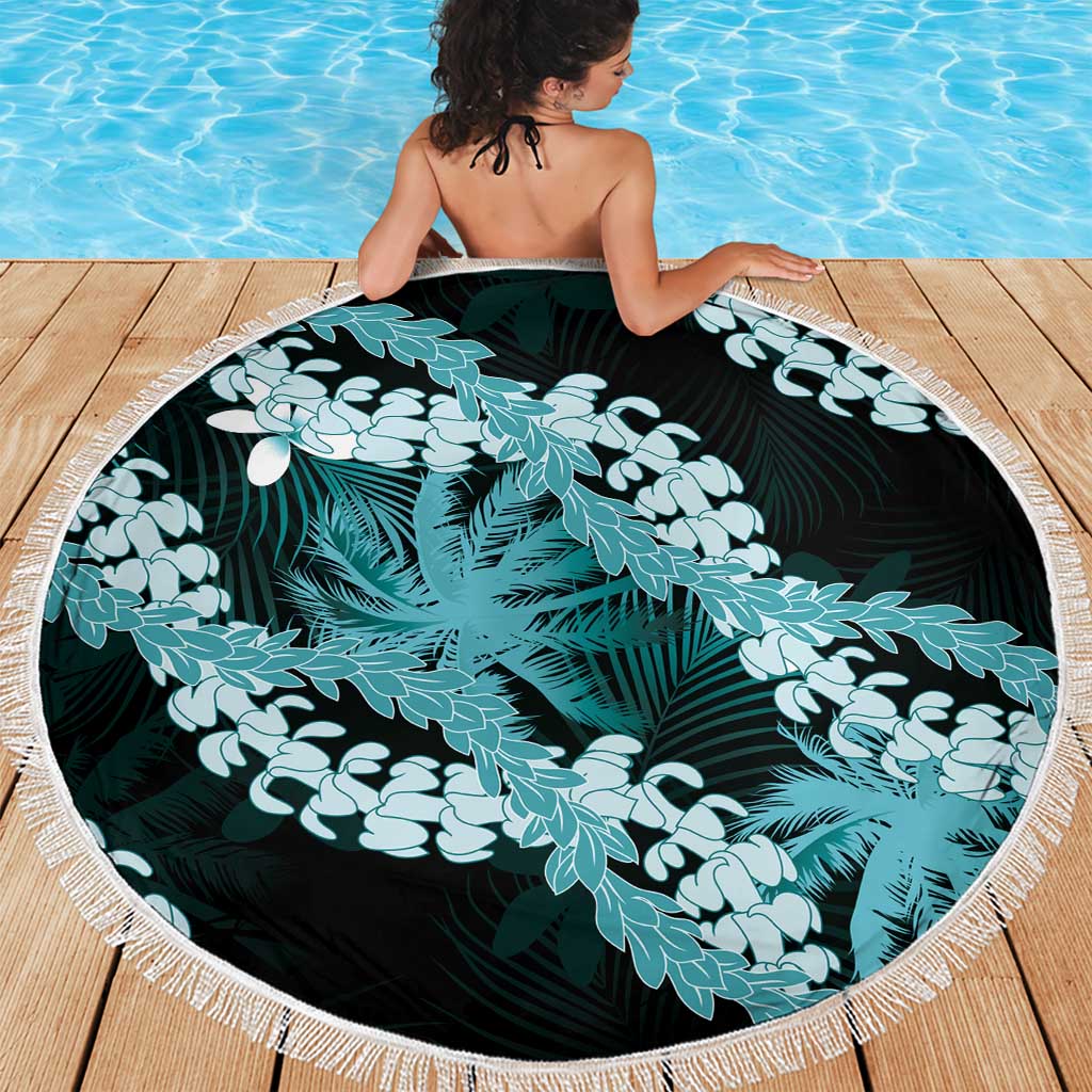 Puakenikeni Maile Lei Beach Blanket Frangipani Turquoise Tropical Leaves LT01 - Polynesian Pride