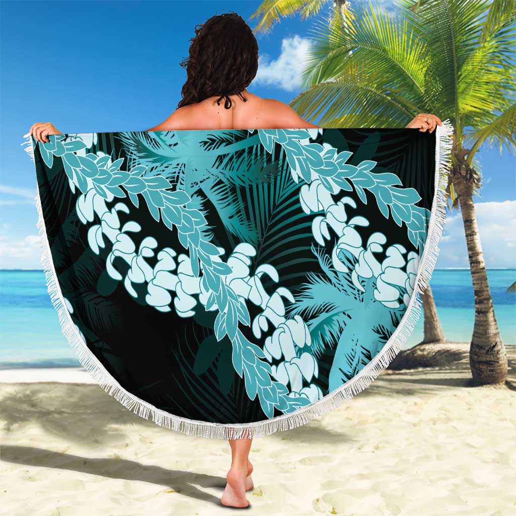 Puakenikeni Maile Lei Beach Blanket Frangipani Turquoise Tropical Leaves LT01 - Polynesian Pride