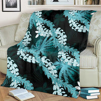 Puakenikeni Maile Lei Blanket Frangipani Turquoise Tropical Leaves