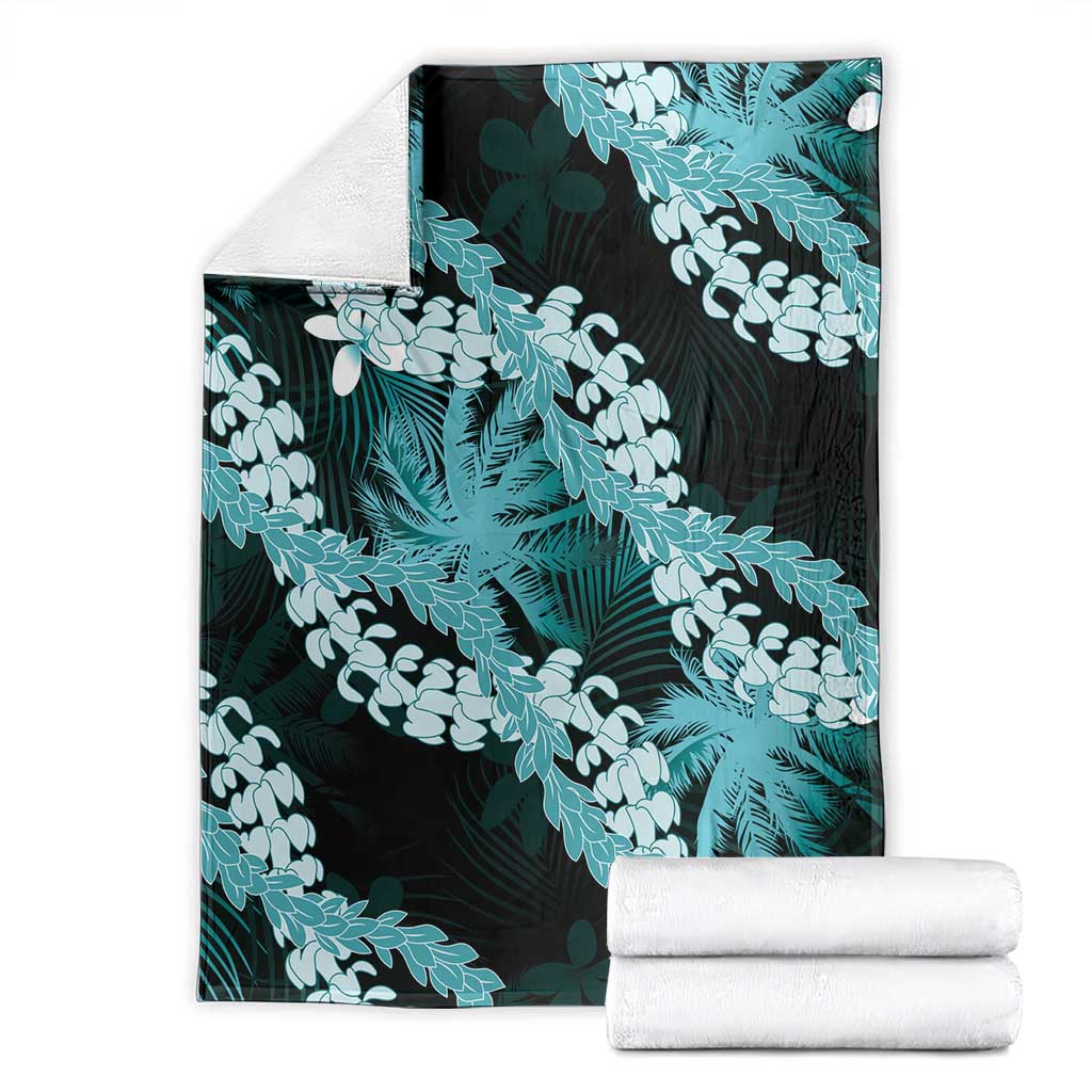 Puakenikeni Maile Lei Blanket Frangipani Turquoise Tropical Leaves