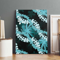 Puakenikeni Maile Lei Canvas Wall Art Frangipani Turquoise Tropical Leaves LT01 - Polynesian Pride