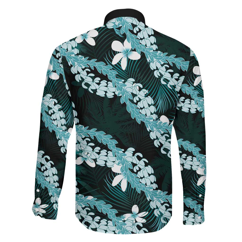 Puakenikeni Maile Lei Family Matching Off Shoulder Short Dress and Hawaiian Shirt Frangipani Turquoise Tropical Leaves LT01 - Polynesian Pride