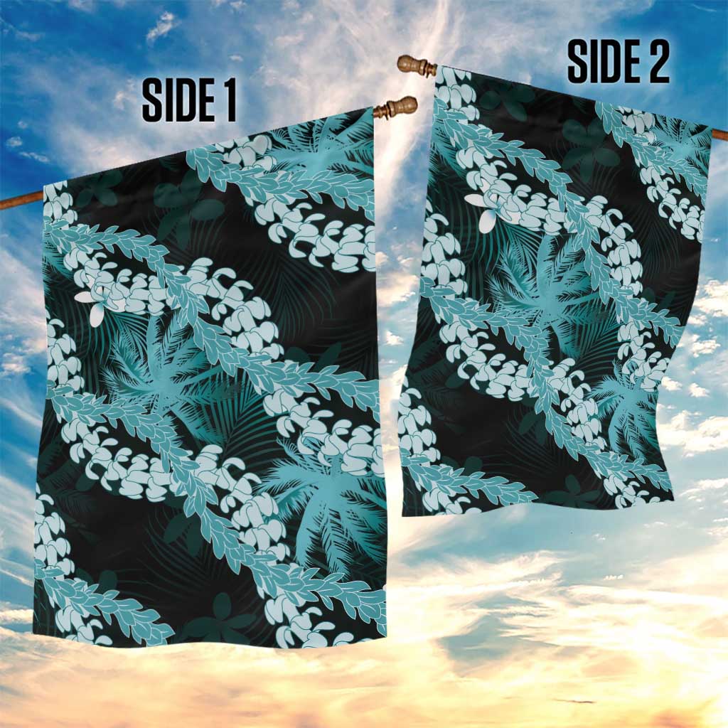 Puakenikeni Maile Lei Garden Flag Frangipani Turquoise Tropical Leaves