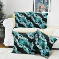 Puakenikeni Maile Lei Pillow Cover Frangipani Turquoise Tropical Leaves