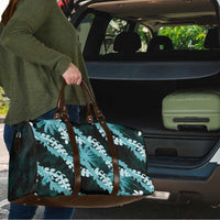 Puakenikeni Maile Lei Travel Bag Frangipani Turquoise Tropical Leaves LT01 - Polynesian Pride