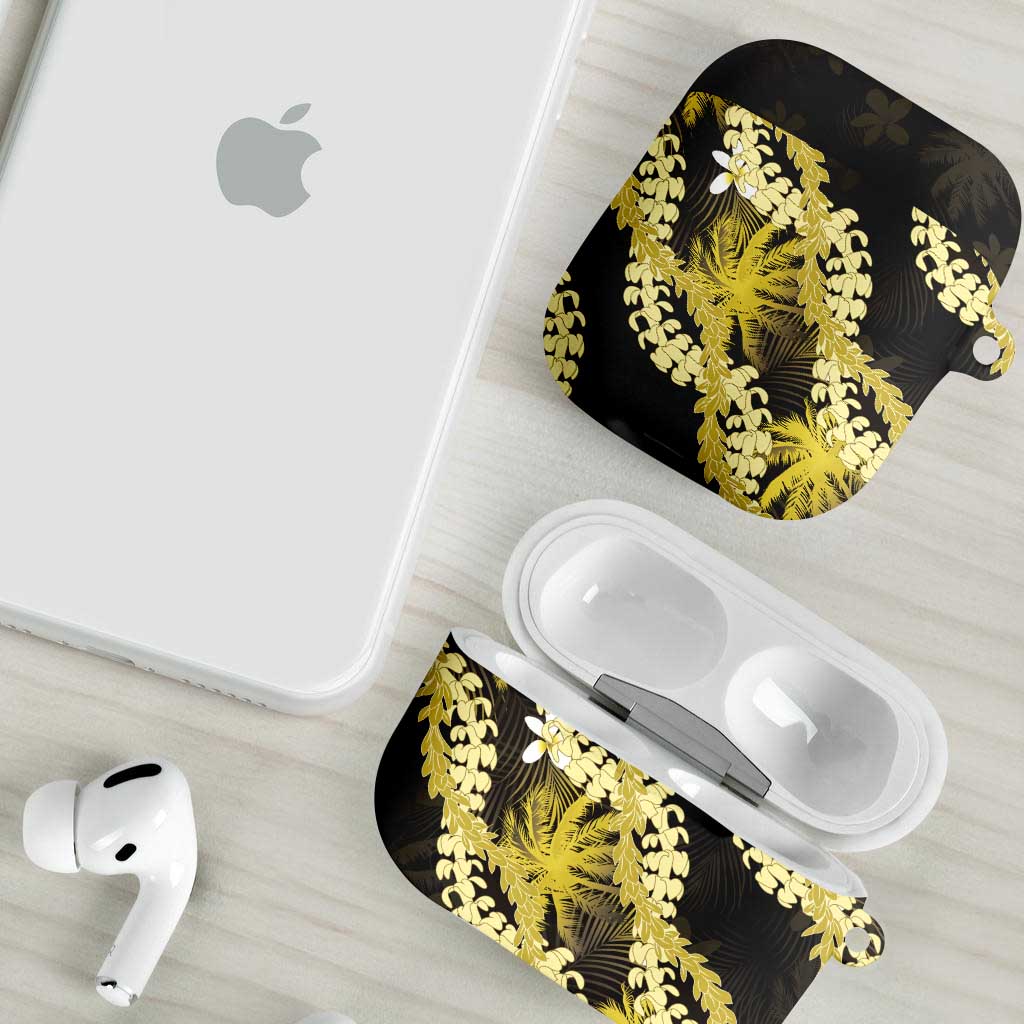 Puakenikeni Maile Lei AirPods Case Frangipani Yellow Tropical Leaves LT01 - Polynesian Pride