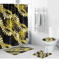 Puakenikeni Maile Lei Bathroom Set Frangipani Yellow Tropical Leaves