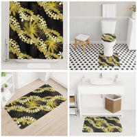 Puakenikeni Maile Lei Bathroom Set Frangipani Yellow Tropical Leaves