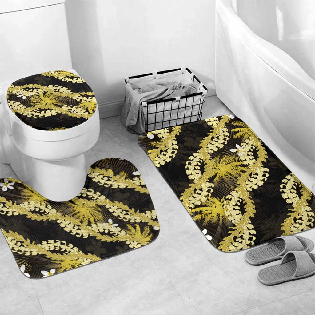 Puakenikeni Maile Lei Bathroom Set Frangipani Yellow Tropical Leaves