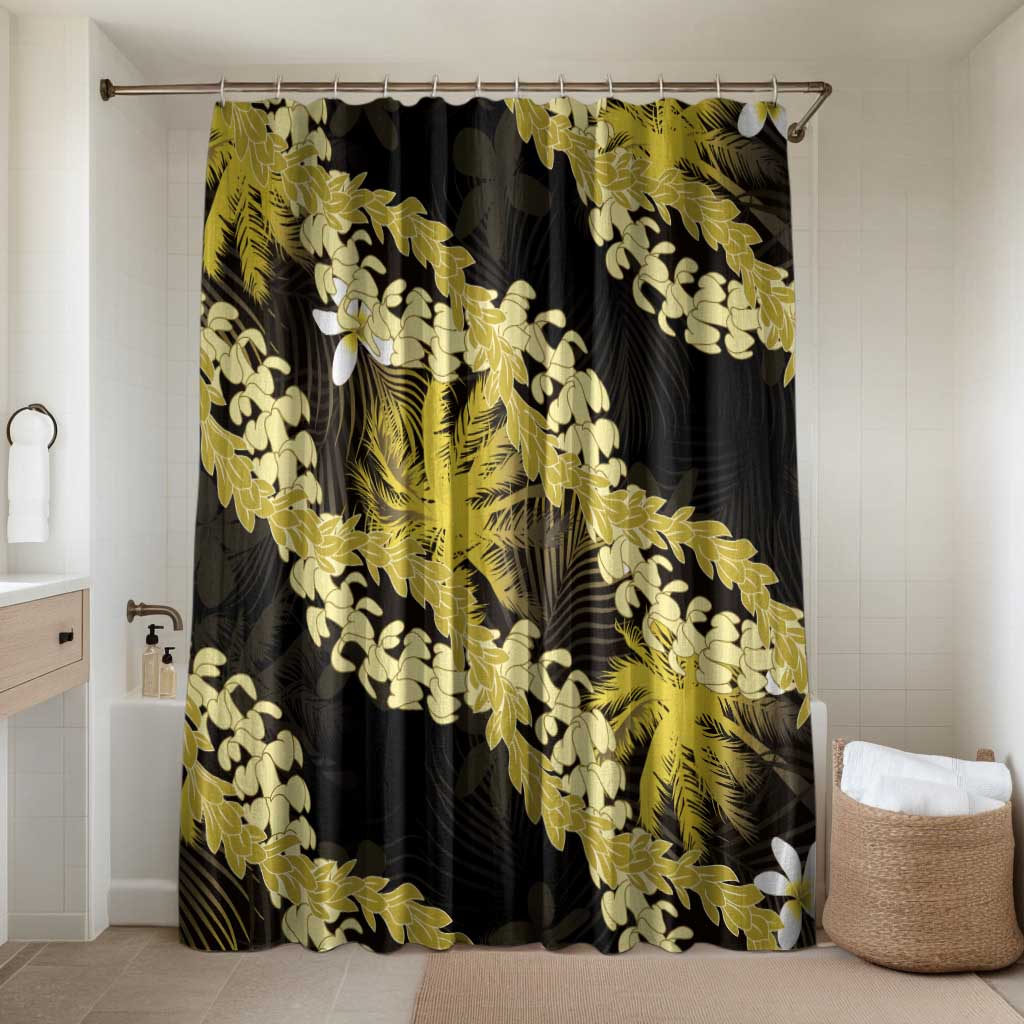 Puakenikeni Maile Lei Bathroom Set Frangipani Yellow Tropical Leaves