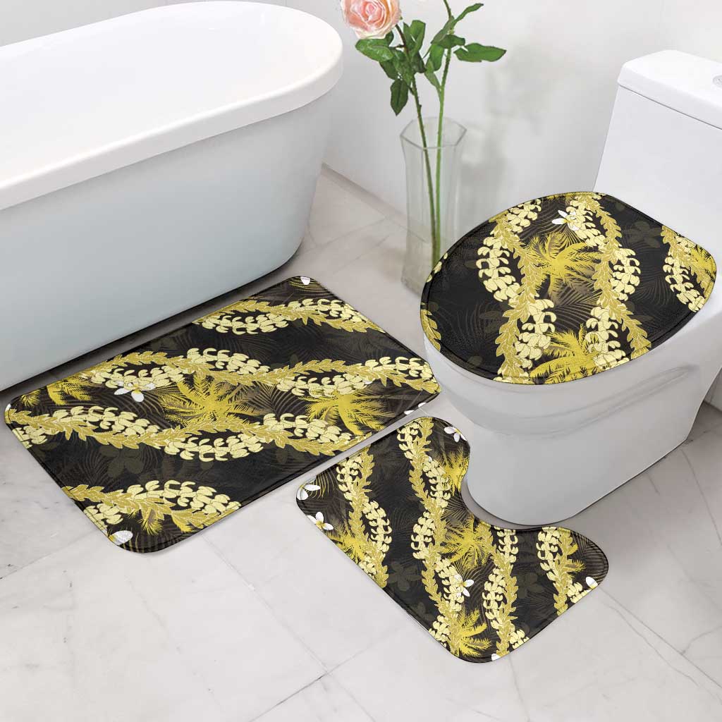 Puakenikeni Maile Lei Bathroom Set Frangipani Yellow Tropical Leaves
