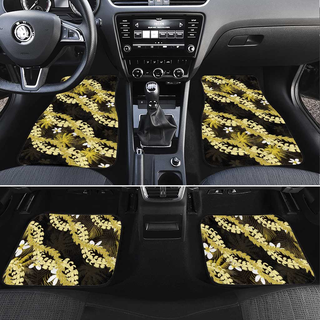 Puakenikeni Maile Lei Car Mats Frangipani Yellow Tropical Leaves