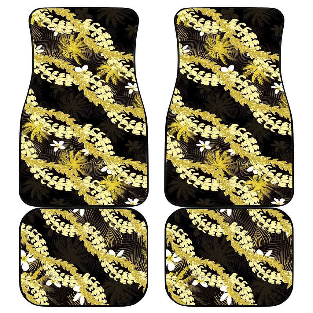 Puakenikeni Maile Lei Car Mats Frangipani Yellow Tropical Leaves