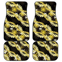 Puakenikeni Maile Lei Car Mats Frangipani Yellow Tropical Leaves