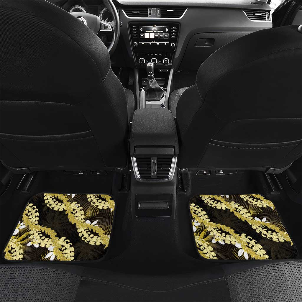 Puakenikeni Maile Lei Car Mats Frangipani Yellow Tropical Leaves