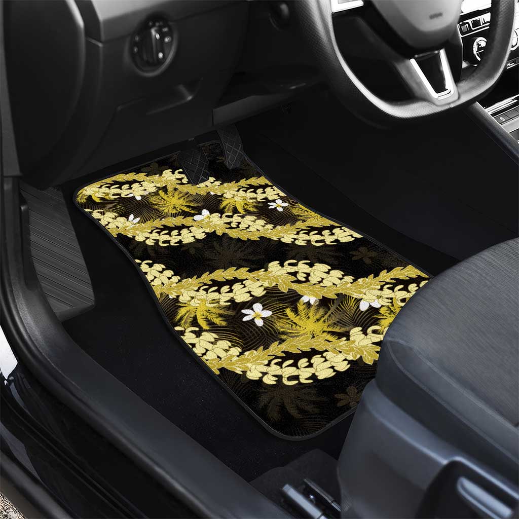 Puakenikeni Maile Lei Car Mats Frangipani Yellow Tropical Leaves