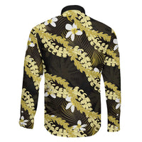 Puakenikeni Maile Lei Family Matching Mermaid Dress and Hawaiian Shirt Frangipani Yellow Tropical Leaves