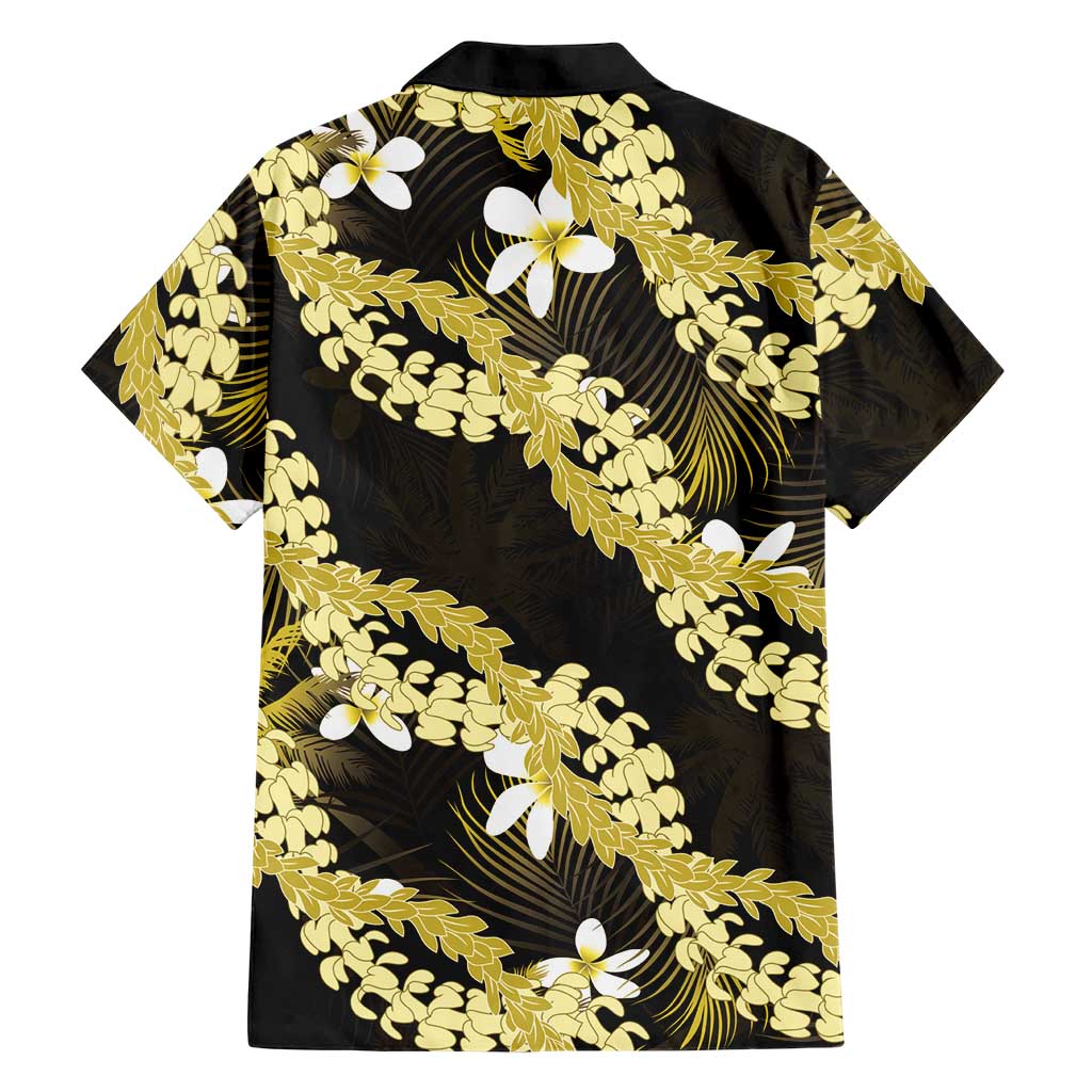 Puakenikeni Maile Lei Family Matching Summer Maxi Dress and Hawaiian Shirt Frangipani Yellow Tropical Leaves
